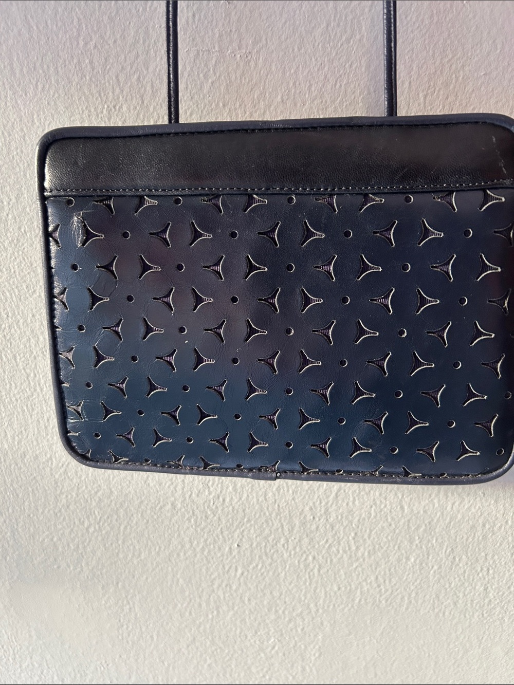 Navy and black vintage floral cut out Carlos Falchi purse
